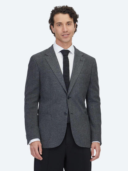 Siyah Kareli Modern Fit Pamuk Karışımlı Örme Ceket