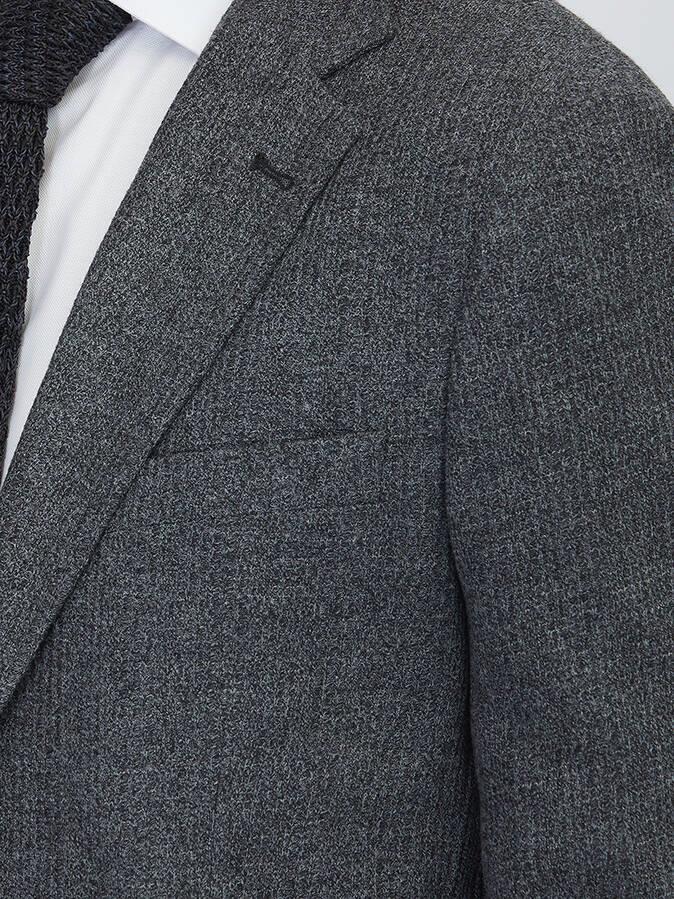 Siyah Kareli Modern Fit Pamuk Karışımlı Örme Ceket