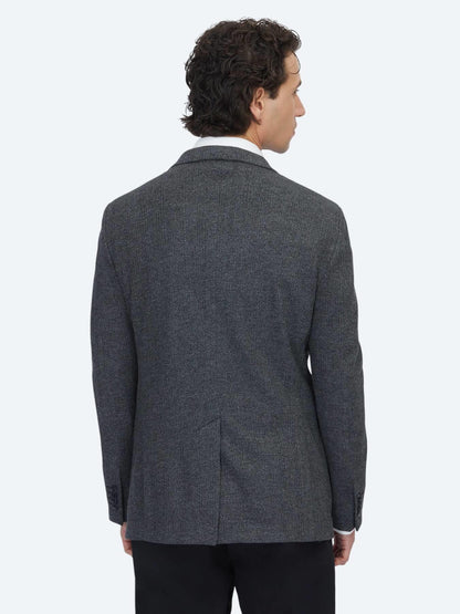 Siyah Kareli Modern Fit Pamuk Karışımlı Örme Ceket