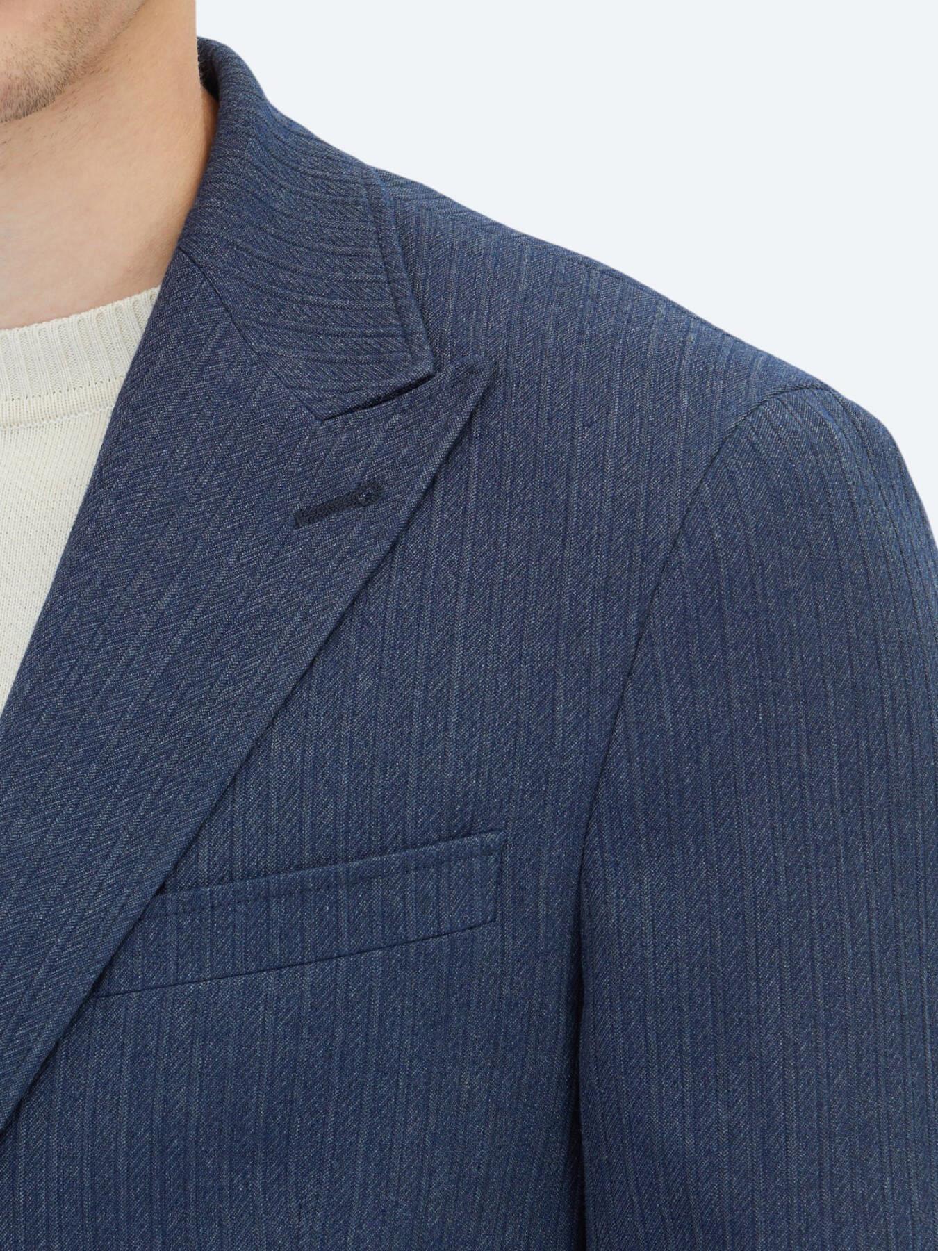 Koyu Lacivert Çizgili Modern Fit Ceket