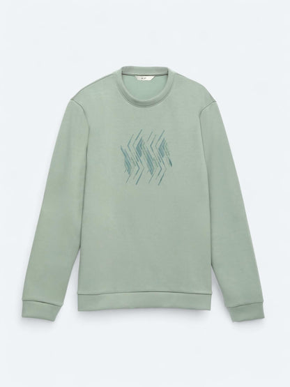 Mint Bisiklet Yaka Desenli Sweatshırt
