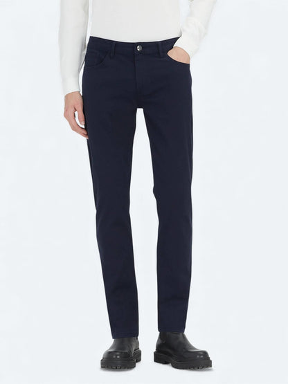 Lacivert Düz Dokuma Slim Fit Casual Pamuk Karışımlı Pantolon