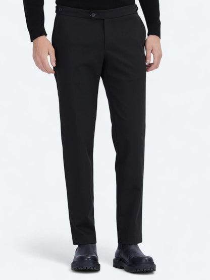 Siyah Dokuma Regular Fit Smart Casual Pamuk Karışımlı Pantolon