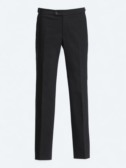 Siyah Dokuma Regular Fit Smart Casual Pamuk Karışımlı Pantolon