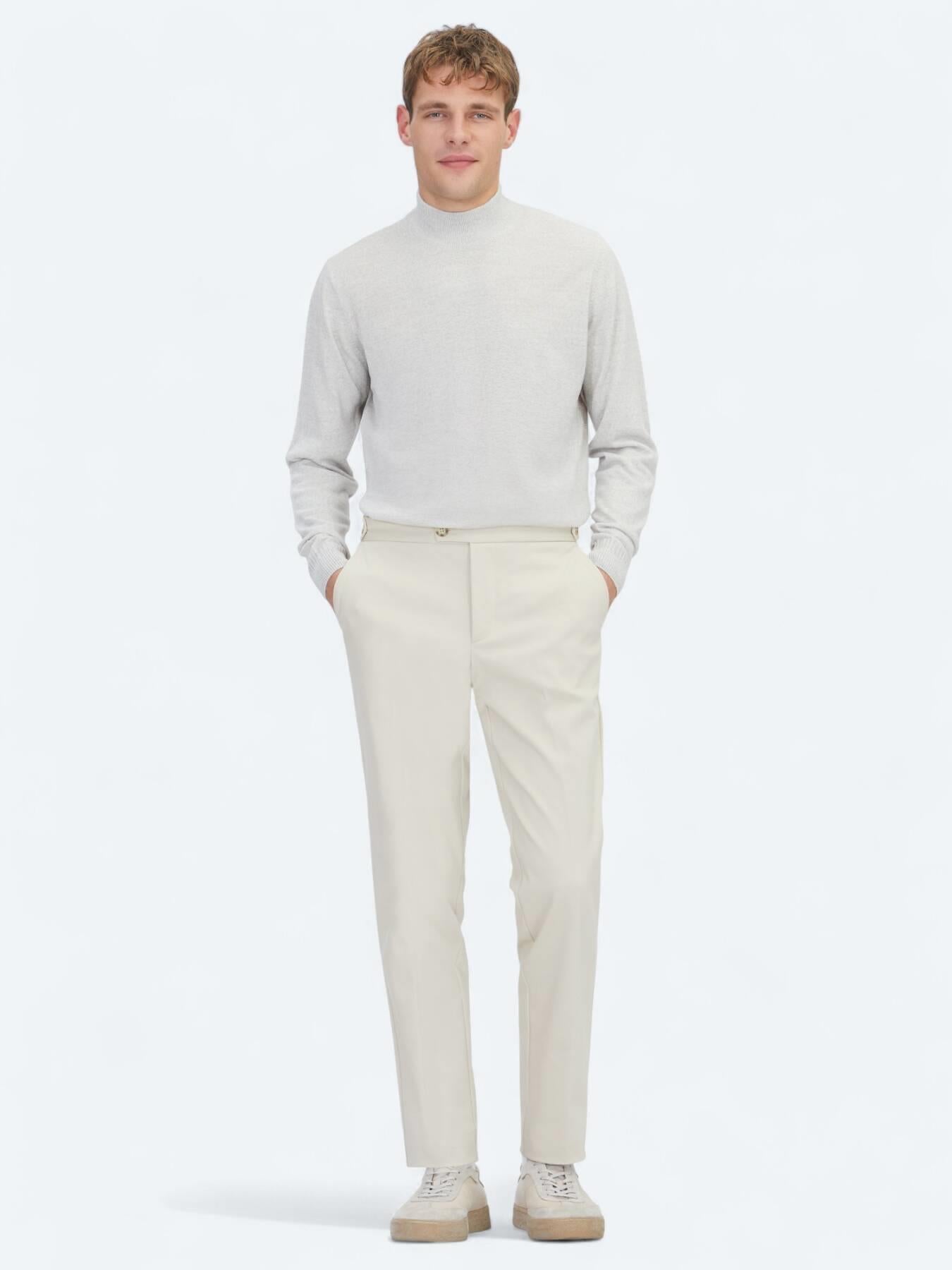 Bej Dokuma Regular Fit Smart Casual Pamuk Karışımlı Pantolon