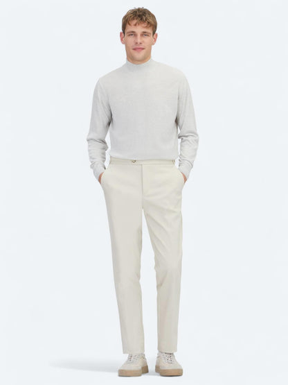 Bej Dokuma Regular Fit Smart Casual Pamuk Karışımlı Pantolon