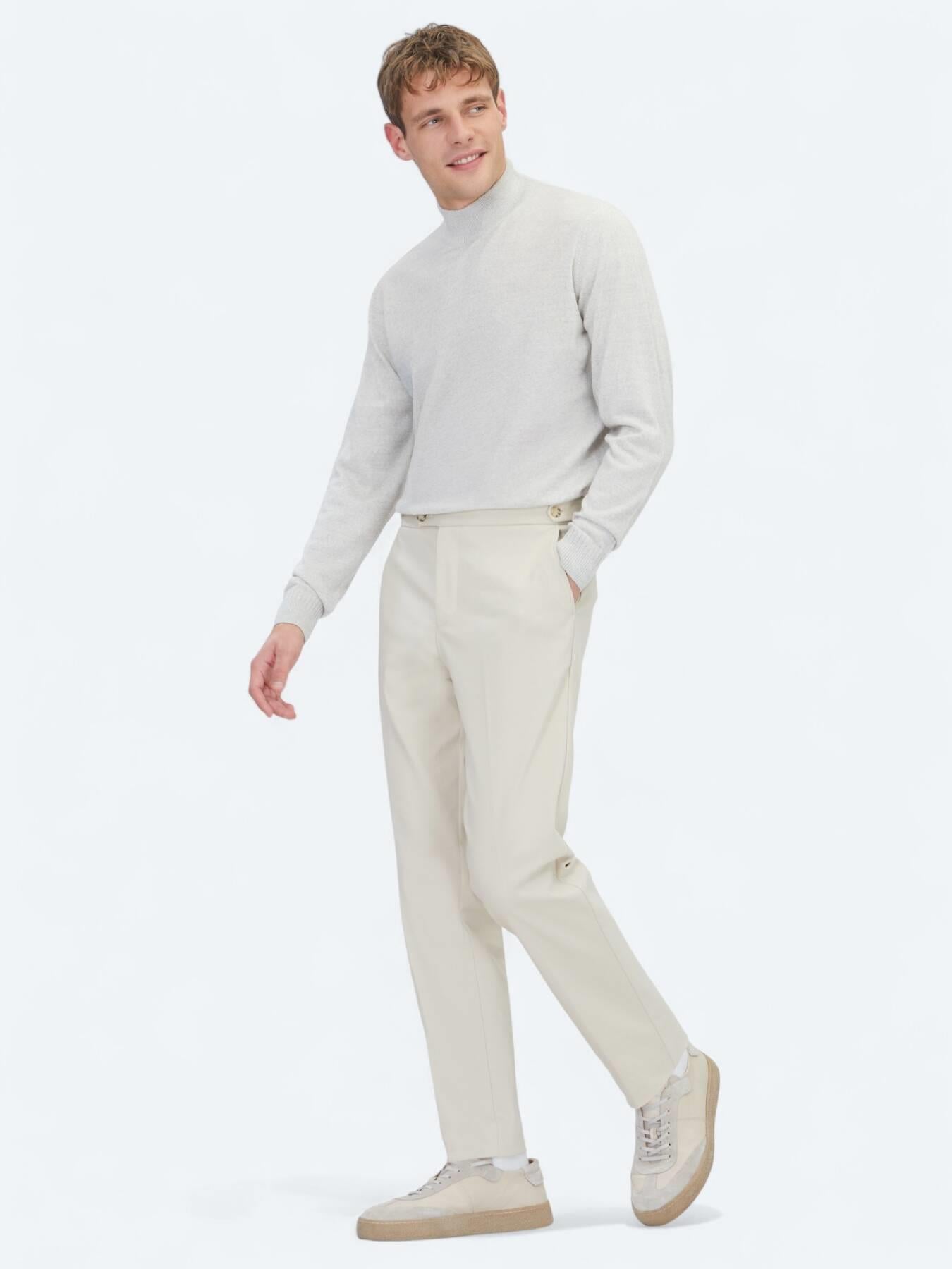 Bej Dokuma Regular Fit Smart Casual Pamuk Karışımlı Pantolon