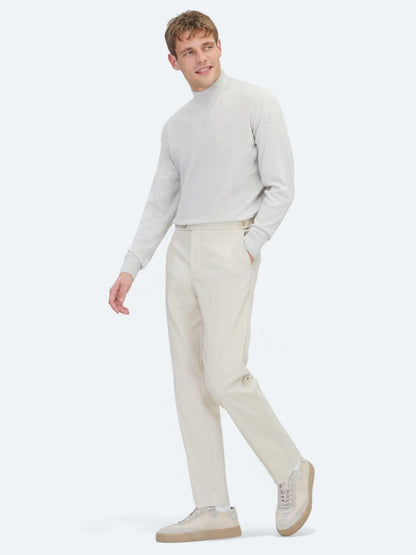 Bej Dokuma Regular Fit Smart Casual Pamuk Karışımlı Pantolon