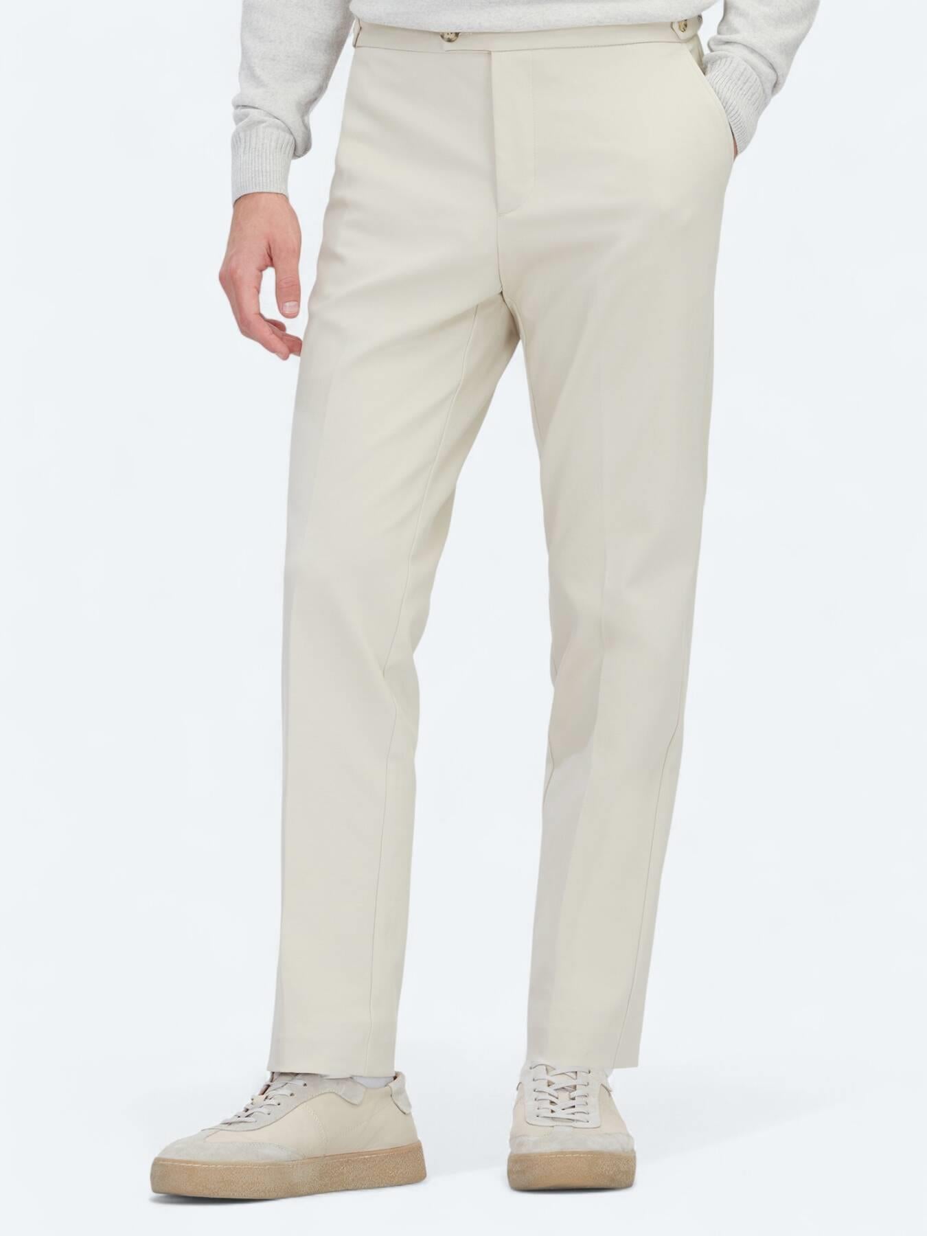 Bej Dokuma Regular Fit Smart Casual Pamuk Karışımlı Pantolon