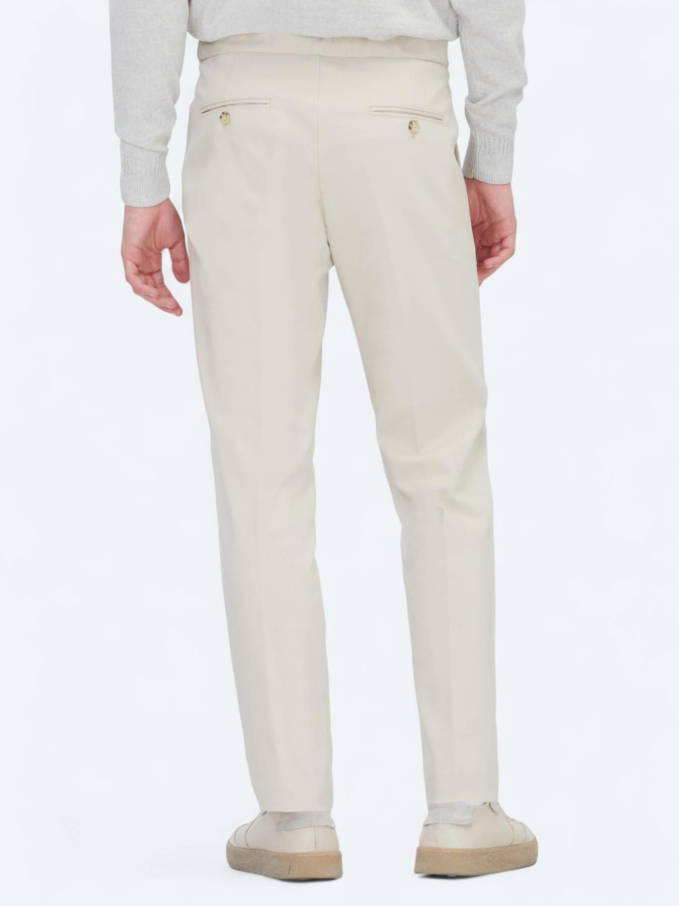 Bej Dokuma Regular Fit Smart Casual Pamuk Karışımlı Pantolon