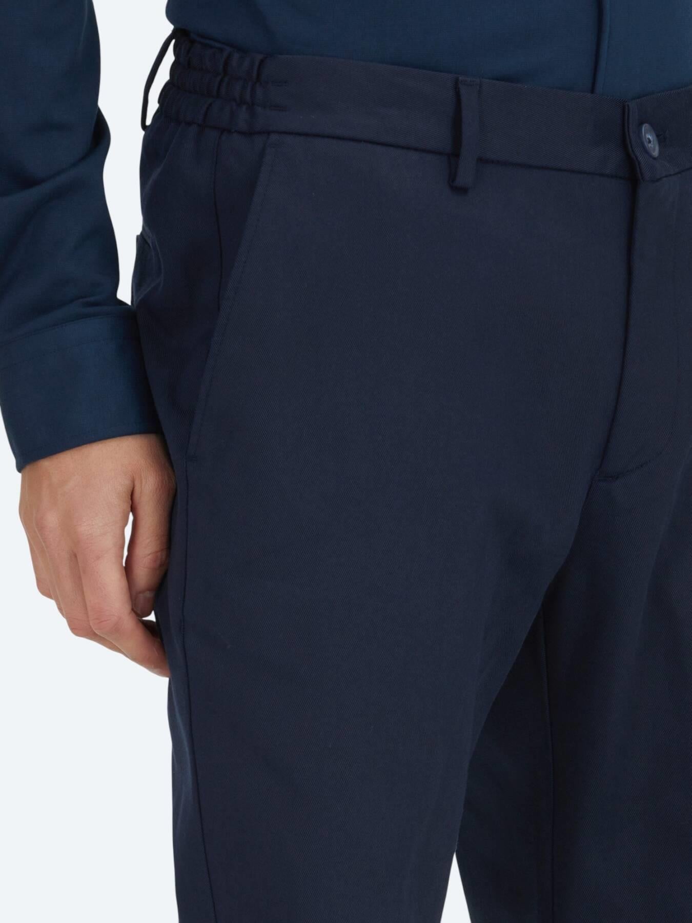 Lacivert Dokuma Jogging Fit Casual Pamuk Karışımlı Pantolon