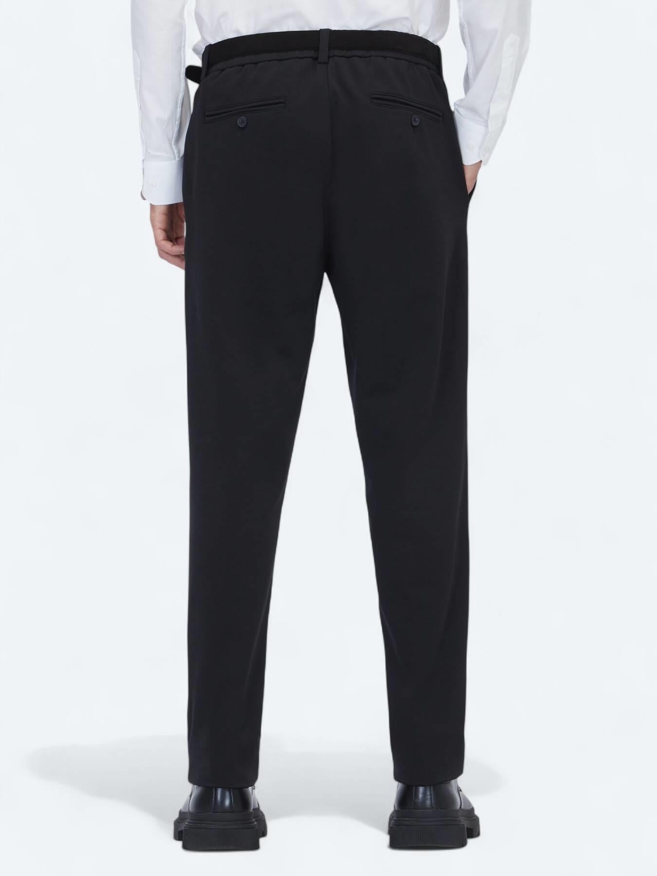 Siyah Dokuma Jogging Fit Casual Pamuk Karışımlı Pantolon