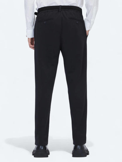 Siyah Dokuma Jogging Fit Casual Pamuk Karışımlı Pantolon