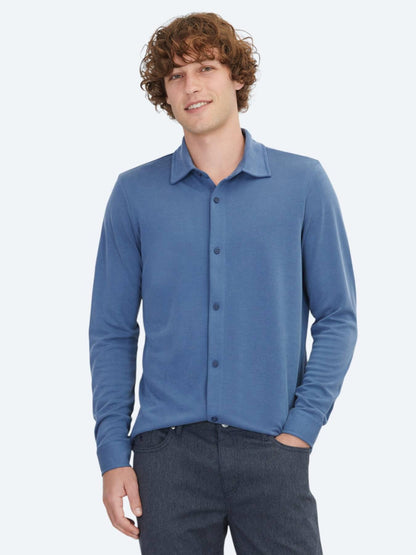 Mavi Düz Regular Fit Uzun Casual Gömlek