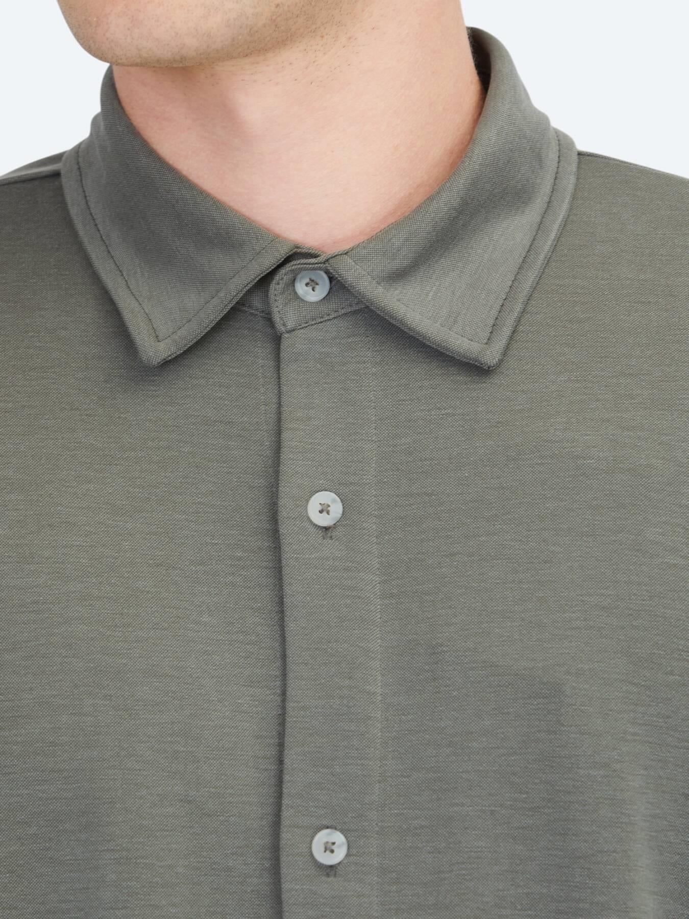 Haki Düz Regular Fit Uzun Casual Gömlek