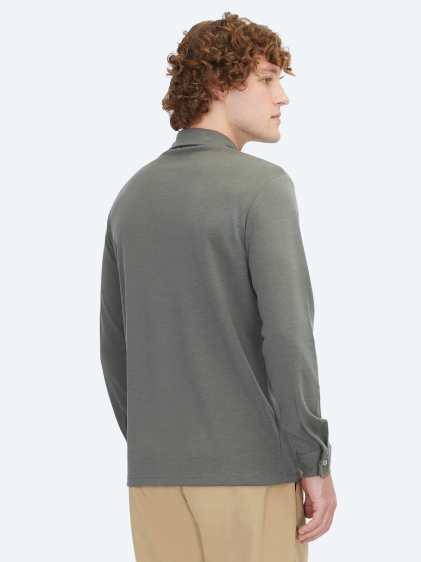 Haki Düz Regular Fit Uzun Casual Gömlek
