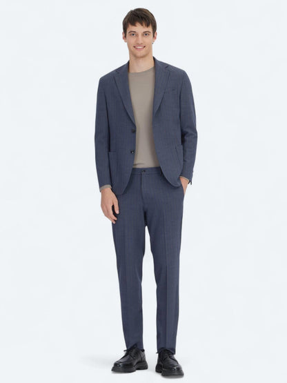 Açık Lacivert Çizgili Modern Fit Takım Elbise