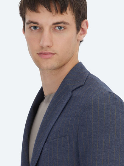 Açık Lacivert Çizgili Modern Fit Takım Elbise