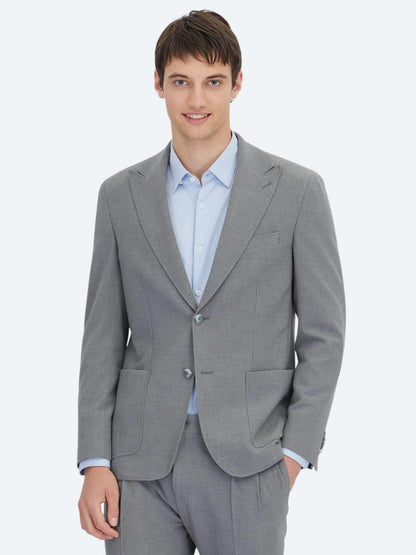Gri Çizgili Modern Fit Takım Elbise