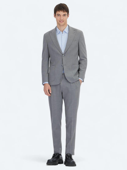 Gri Çizgili Modern Fit Takım Elbise