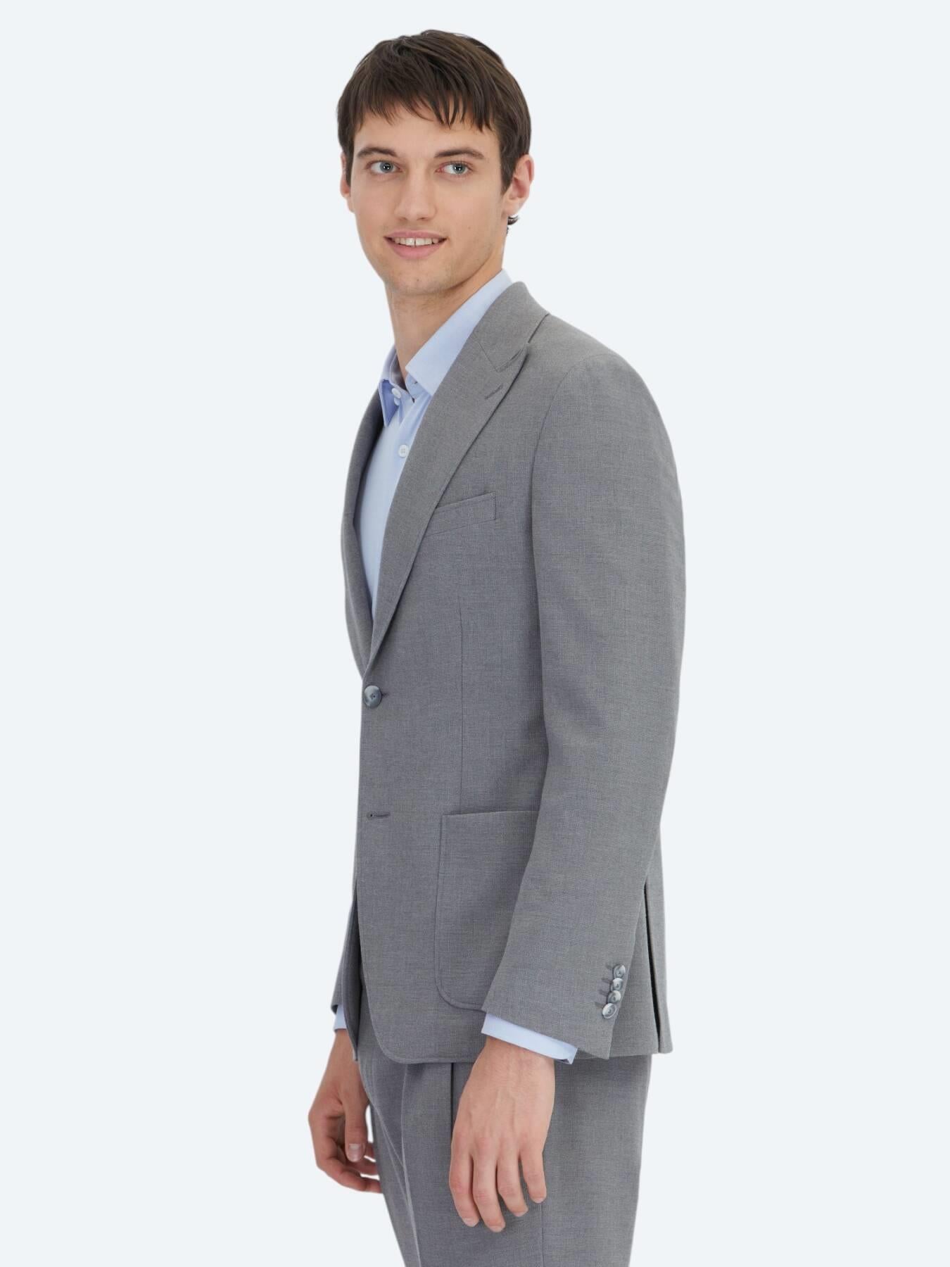 Gri Çizgili Modern Fit Takım Elbise