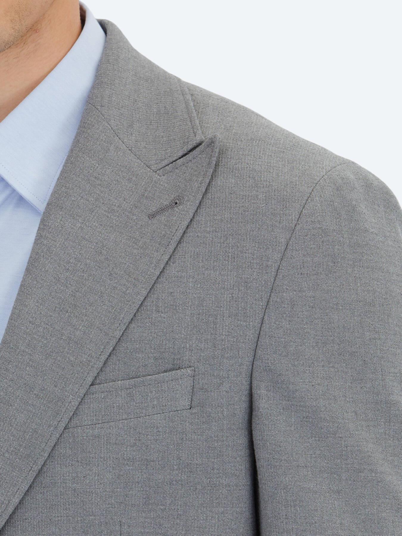 Gri Çizgili Modern Fit Takım Elbise