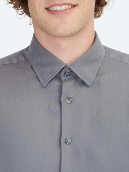 Gri Regular Fit Uzun Dokuma Casual Gömlek