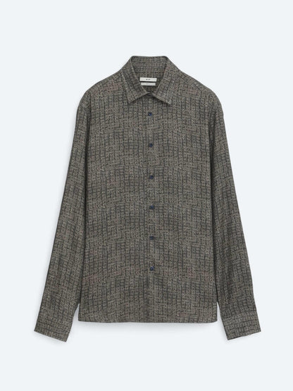 Kahverengi Çizgili Regular Fit Uzun Dokuma Casual %100 Pamuk Gömlek
