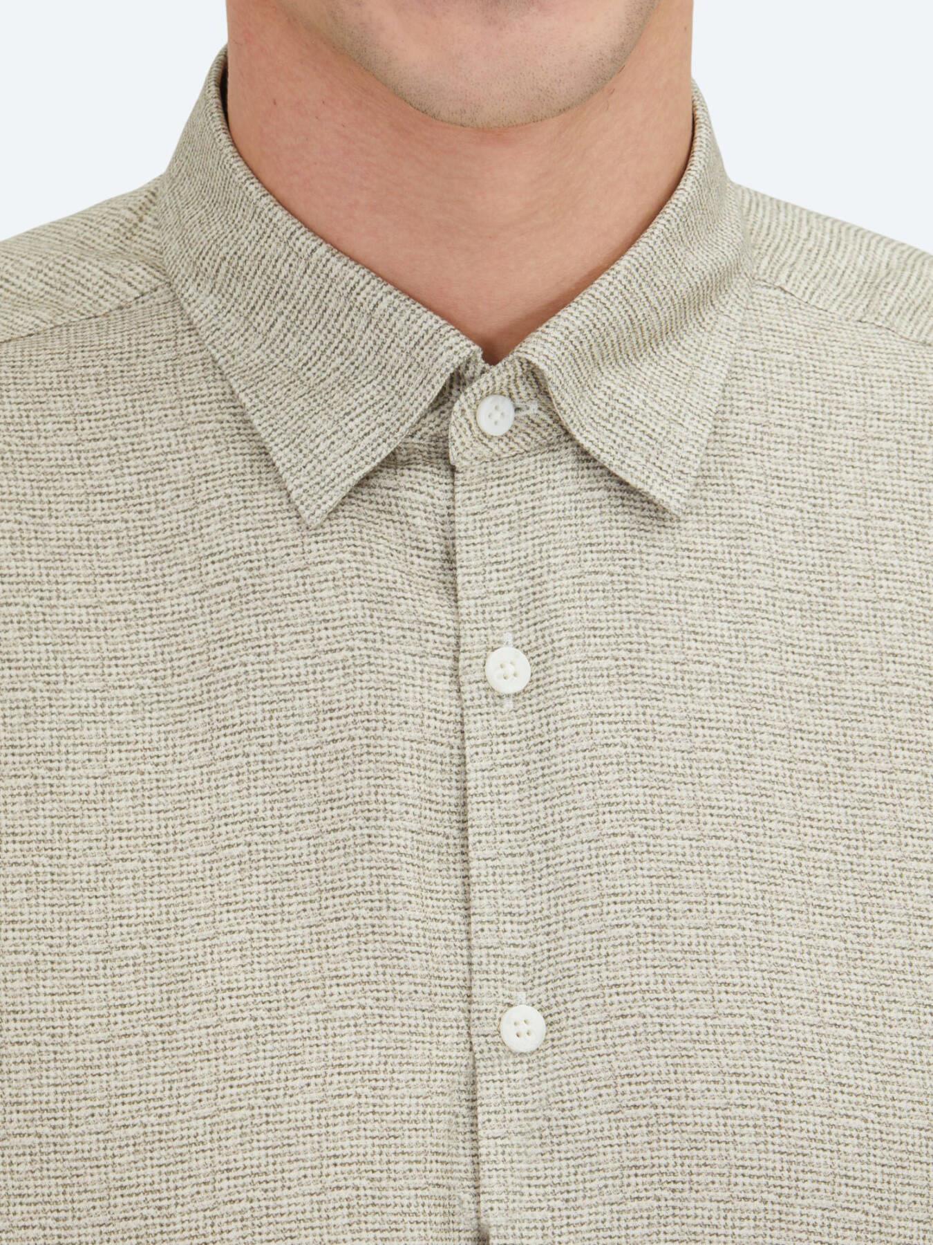 Bej Regular Fit Uzun Dokuma Casual %100 Pamuk Gömlek
