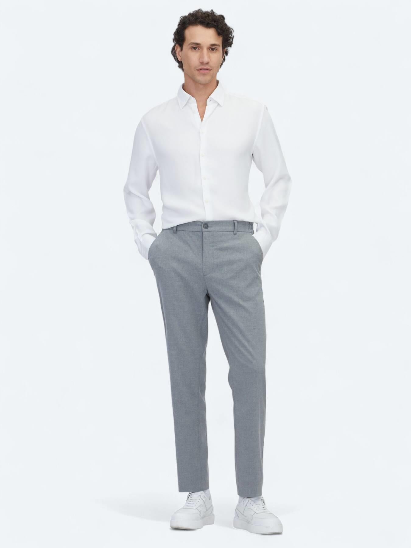 Gri Dokuma Jogging Fit Casual Pantolon
