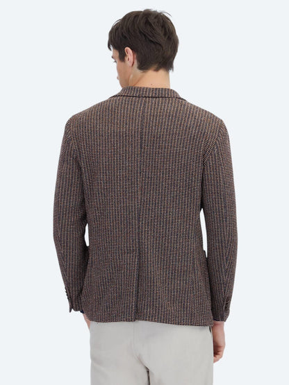 Lacivert Desenli Modern Fit Pamuk Karışımlı Örme Ceket