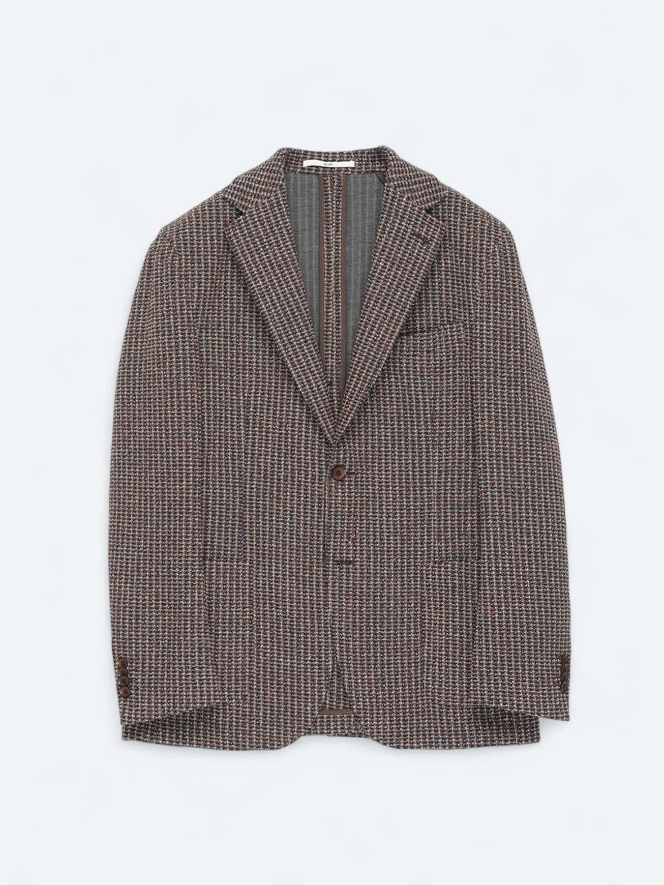 Lacivert Desenli Modern Fit Pamuk Karışımlı Örme Ceket