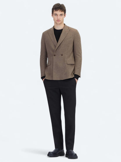 Kahverengi Modern Fit Yün Karışımlı Ceket