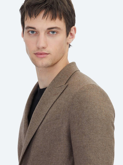 Kahverengi Modern Fit Yün Karışımlı Ceket