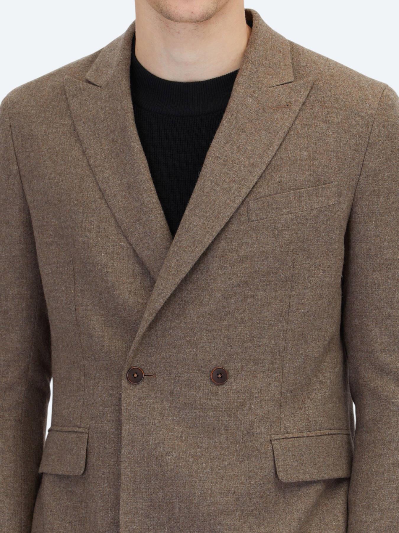 Kahverengi Modern Fit Yün Karışımlı Ceket