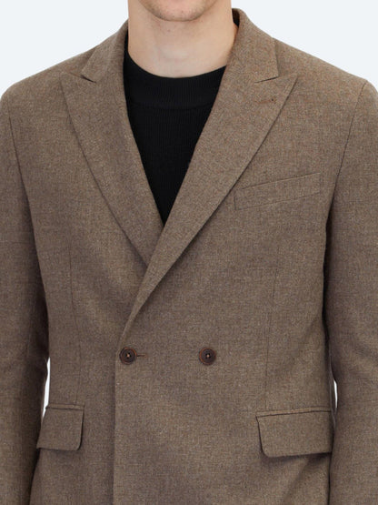 Kahverengi Modern Fit Yün Karışımlı Ceket