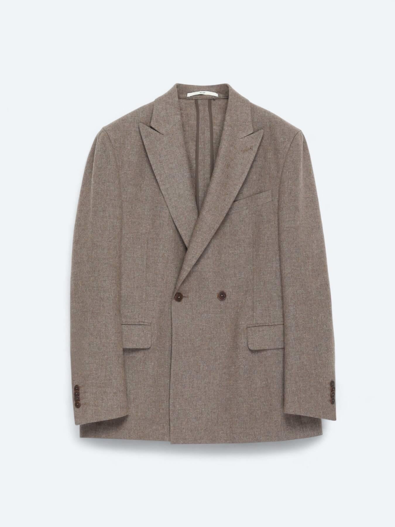 Kahverengi Modern Fit Yün Karışımlı Ceket
