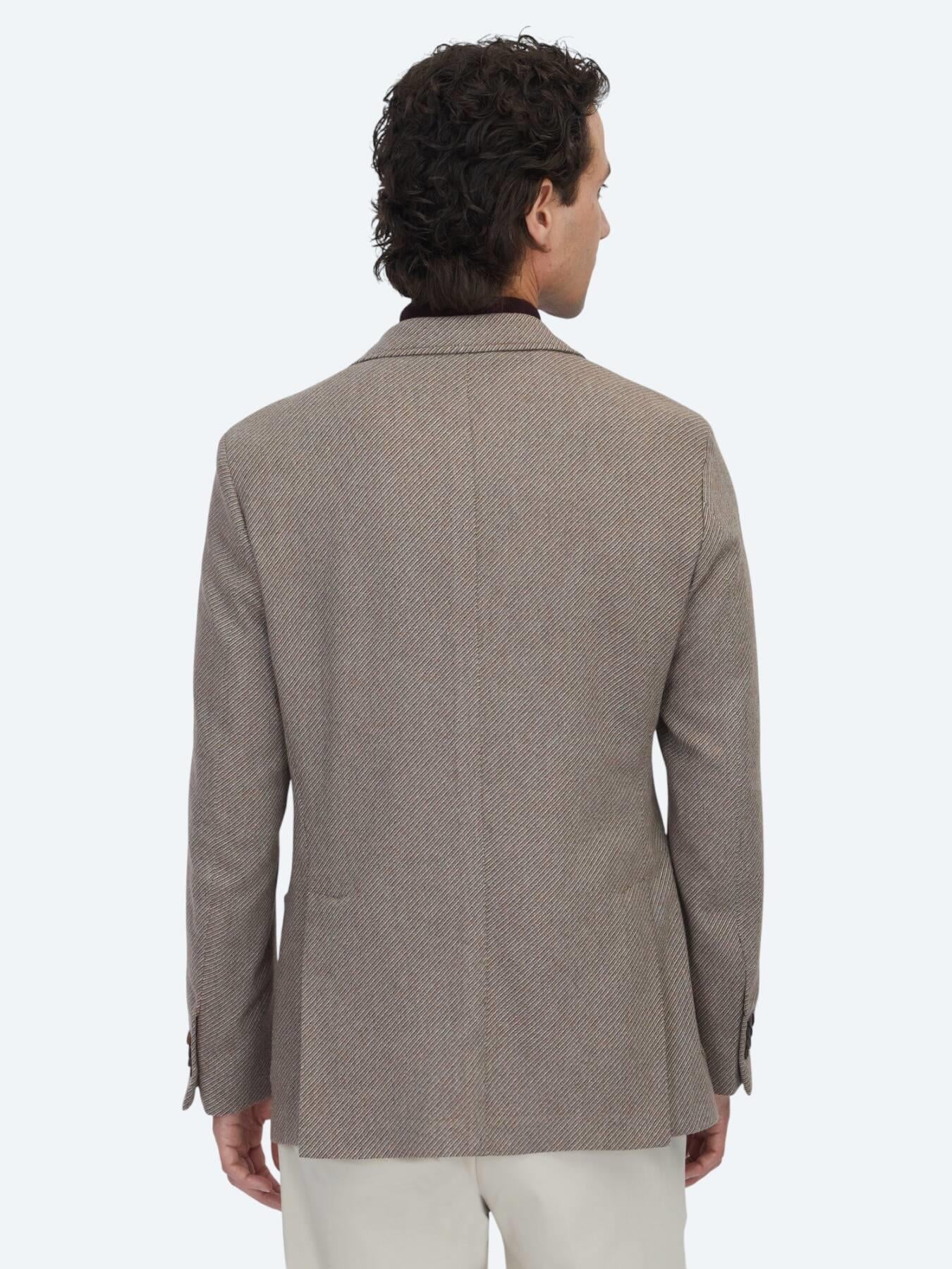 Açık Kahve Desenli Modern Fit Yün Karışımlı Ceket