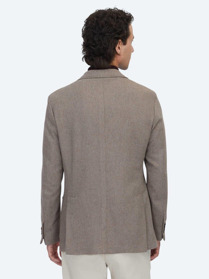 Açık Kahve Desenli Modern Fit Yün Karışımlı Ceket