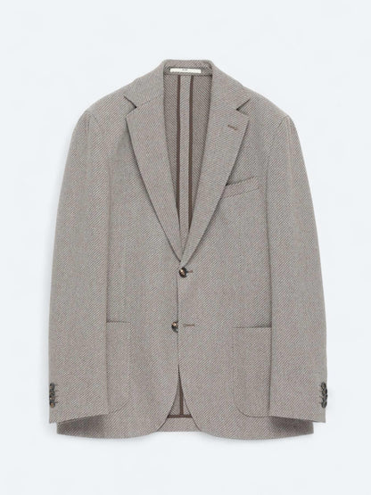 Açık Kahve Desenli Modern Fit Yün Karışımlı Ceket