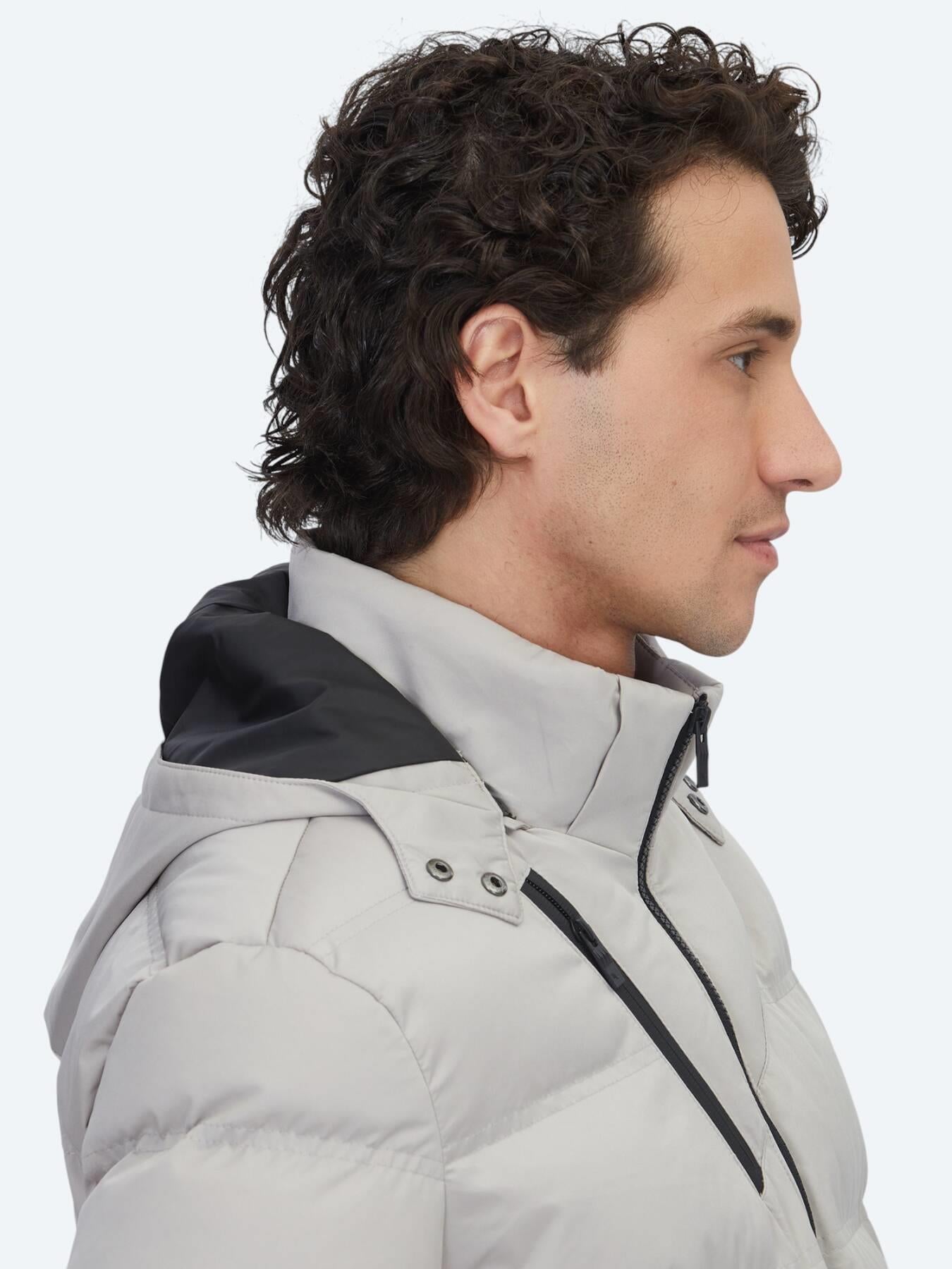 Bej Regular Fit Kapüşonlu Casual Dokuma Mont
