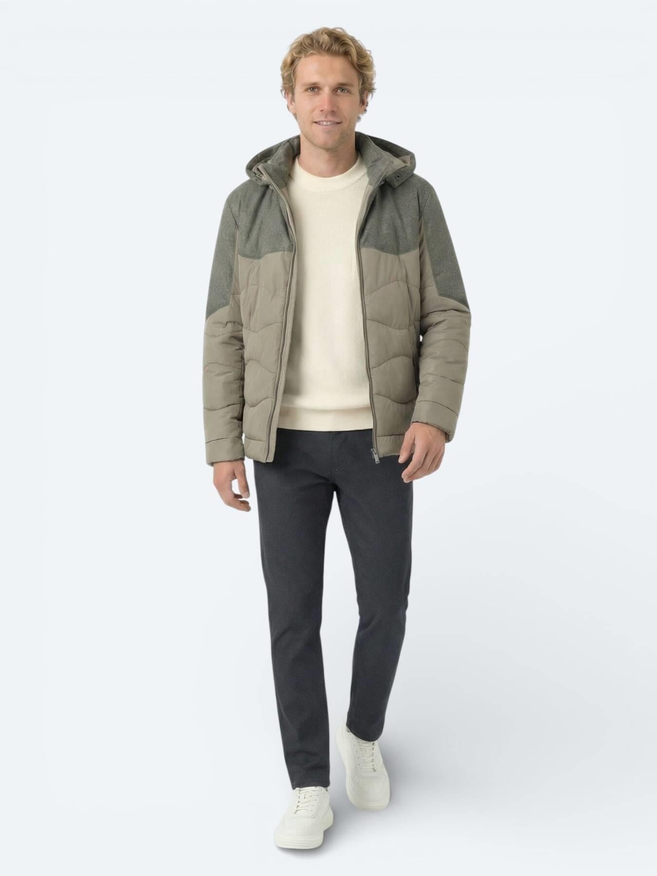 Vizon Regular Fit Kapüşonlu Casual Dokuma Mont