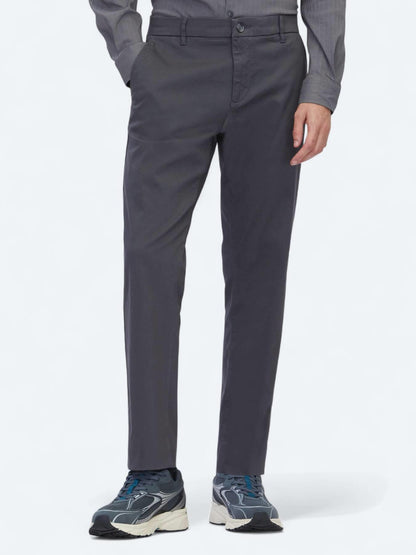 Gri Düz Dokuma Regular Fit Casual Pamuk Karışımlı Pantolon