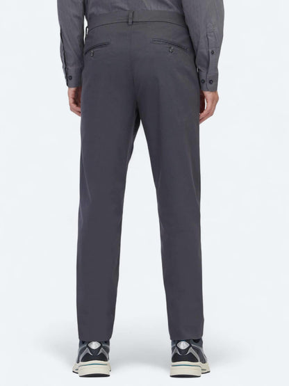Gri Düz Dokuma Regular Fit Casual Pamuk Karışımlı Pantolon