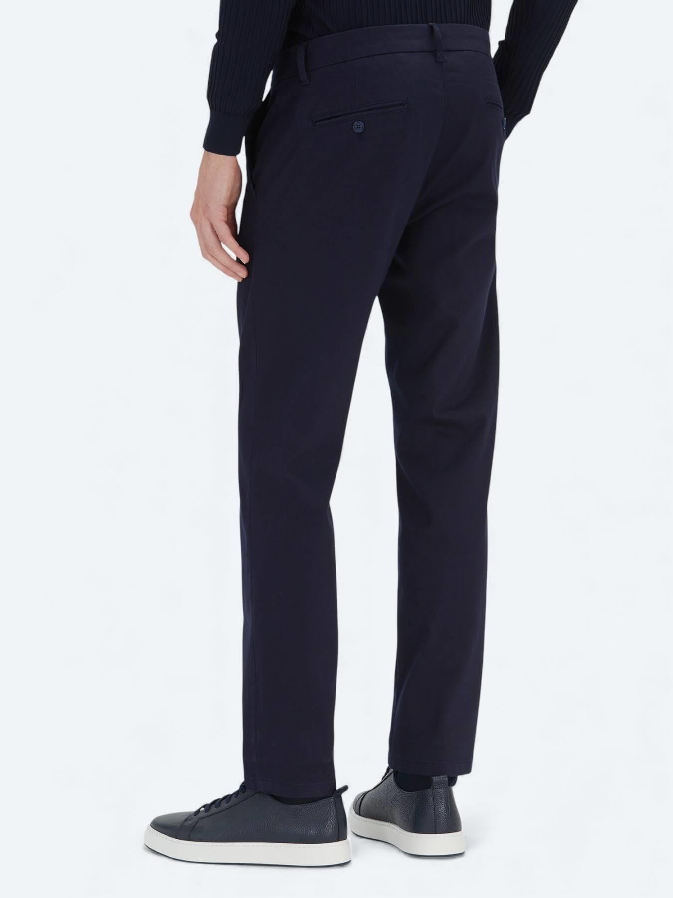 Lacivert Düz Dokuma Regular Fit Casual Pamuk Karışımlı Pantolon