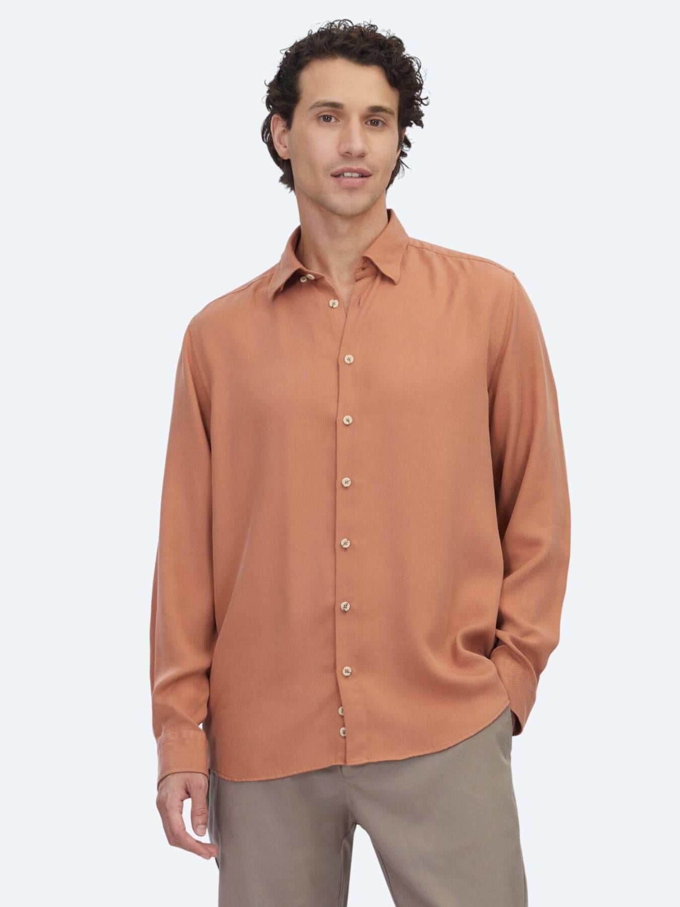 Kiremit Regular Fit Uzun Dokuma Casual Gömlek