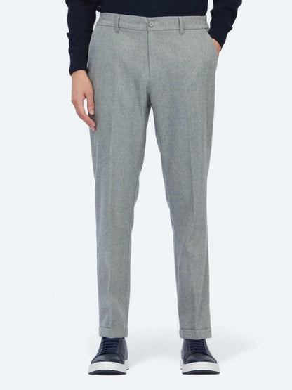 Gri Dokuma Jogging Fit Casual Yün Karışımlı Pantolon