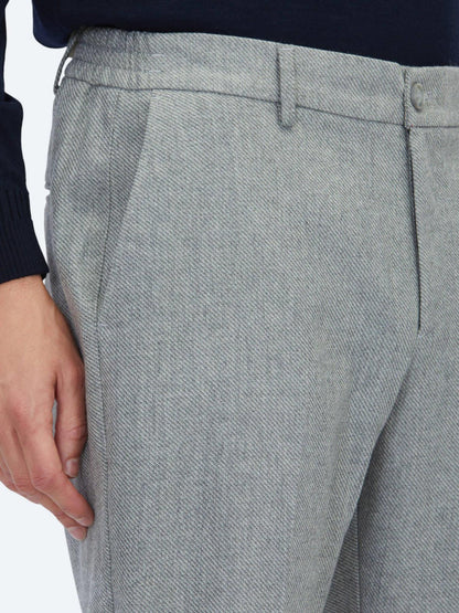Gri Dokuma Jogging Fit Casual Yün Karışımlı Pantolon
