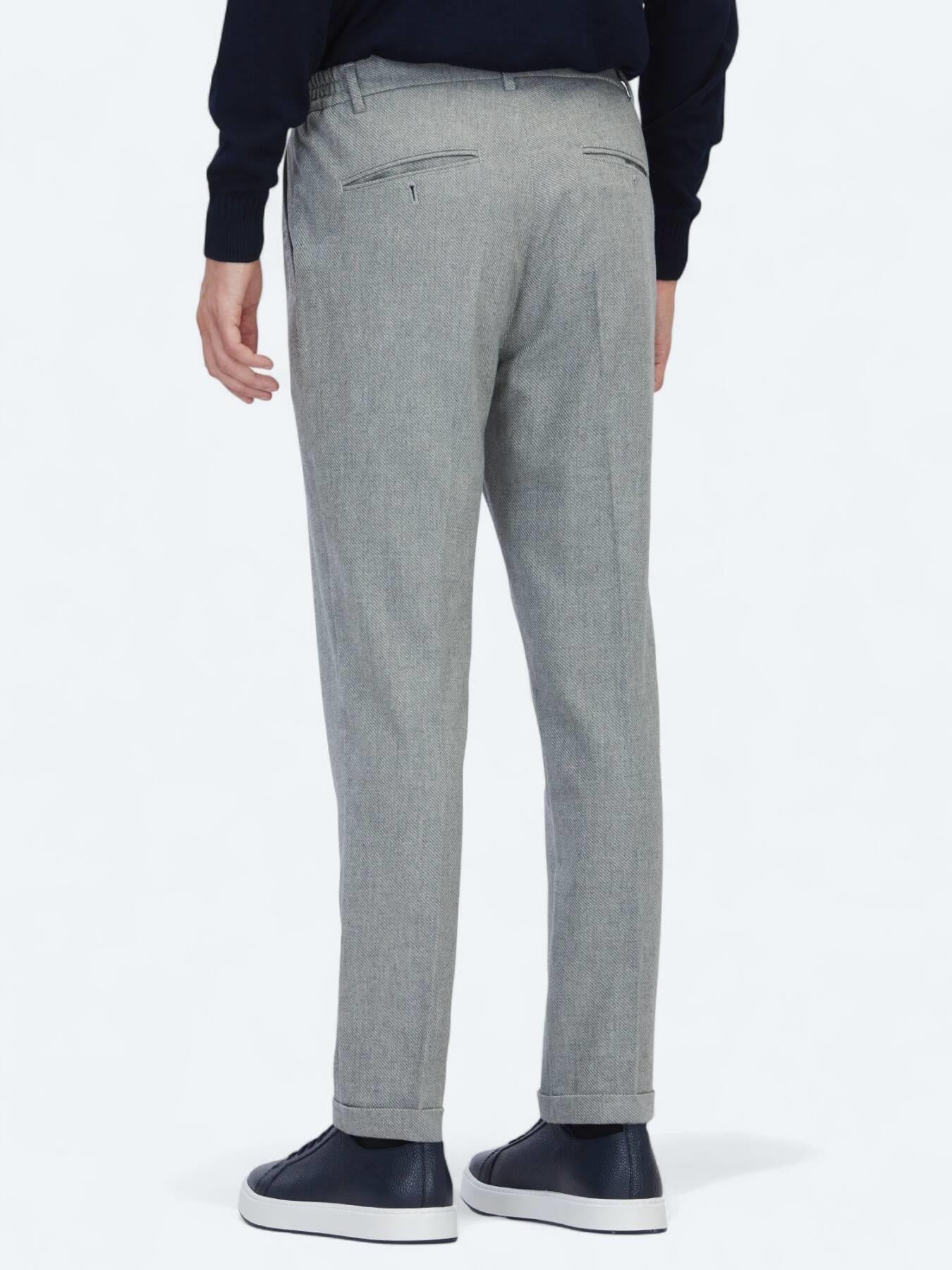 Gri Dokuma Jogging Fit Casual Yün Karışımlı Pantolon