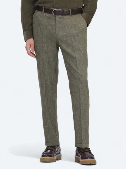 Haki Dokuma Jogging Fit Casual Yün Karışımlı Pantolon